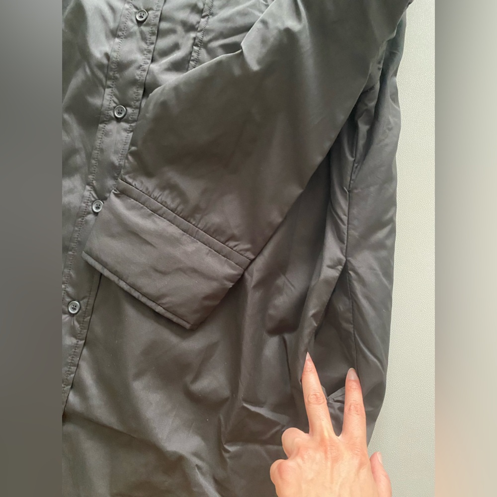 Zara Black Water Repellent Quilted Overshirt shirt Jacket button closure NWT - Picture 14 of 16